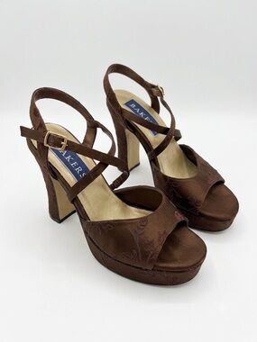 Bakers Brown Satin Platform Slingback Sandals vintage y2k platforms sezane 7